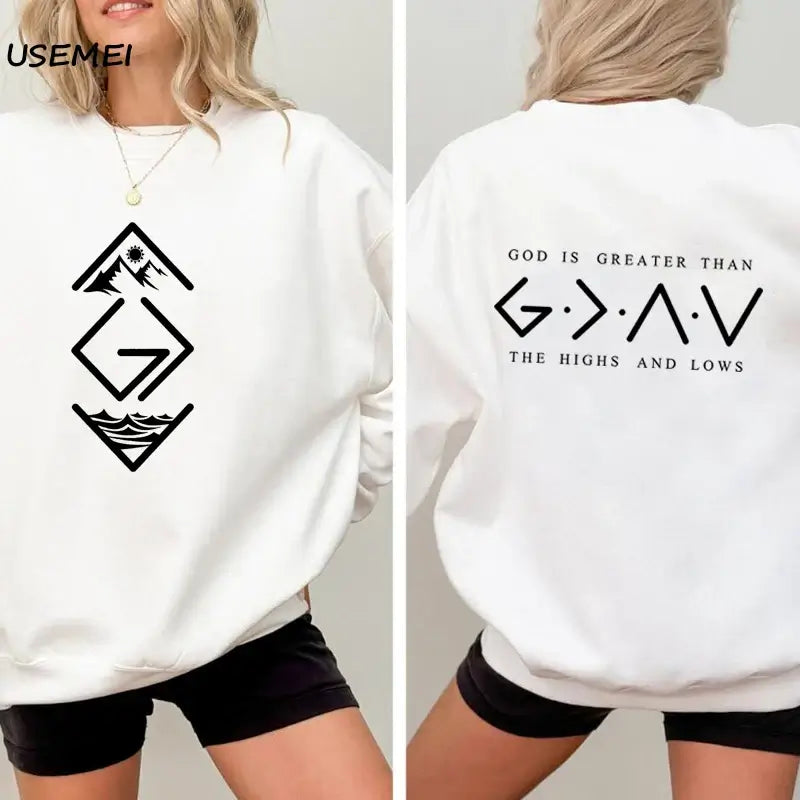 God Is Greater Than The Highs and Lows Round Neck Sweatshirt reminds you of His unchanging love. Stay cozy, faithful, and stylish in every season.