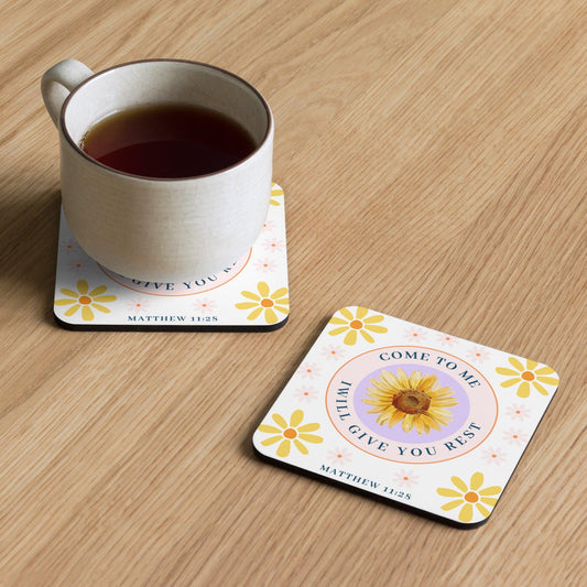 Sunflowers Inspiration Cork-back coaster - Sharing Faith Fashions