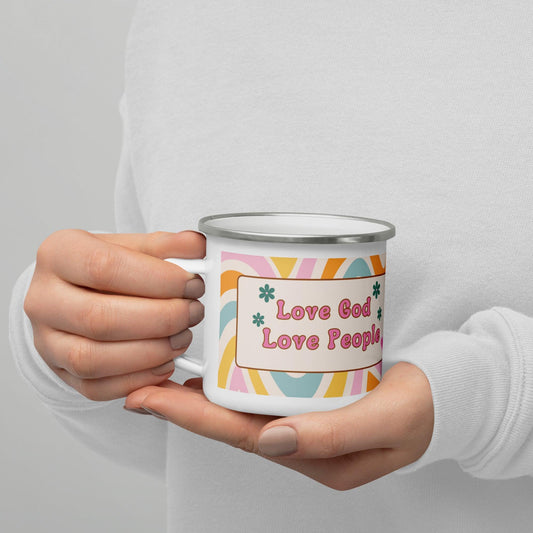 Love God Love People Enamel Mug - Sharing Faith Fashions