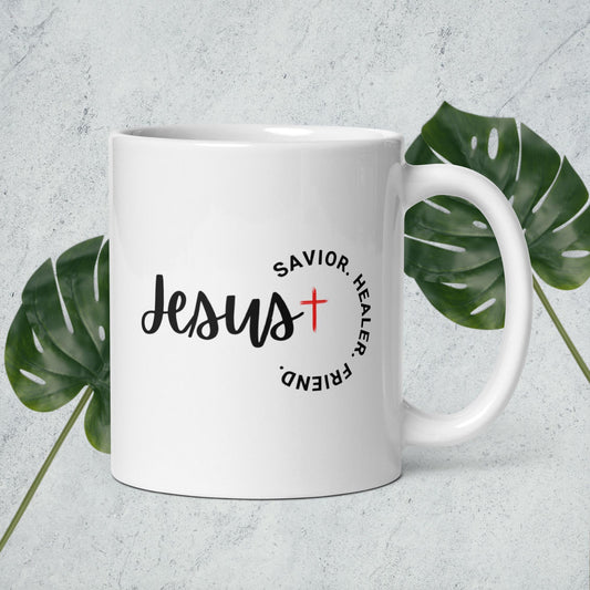 Jesus white glossy mug - Sharing Faith Fashions