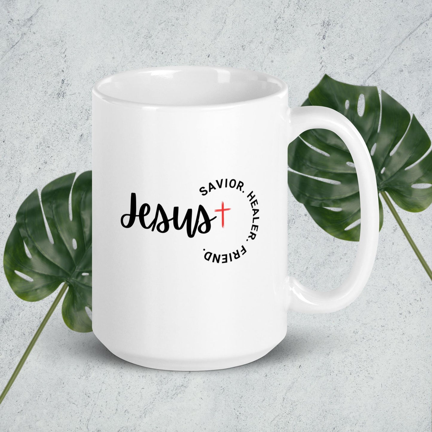 Jesus white glossy mug - Sharing Faith Fashions