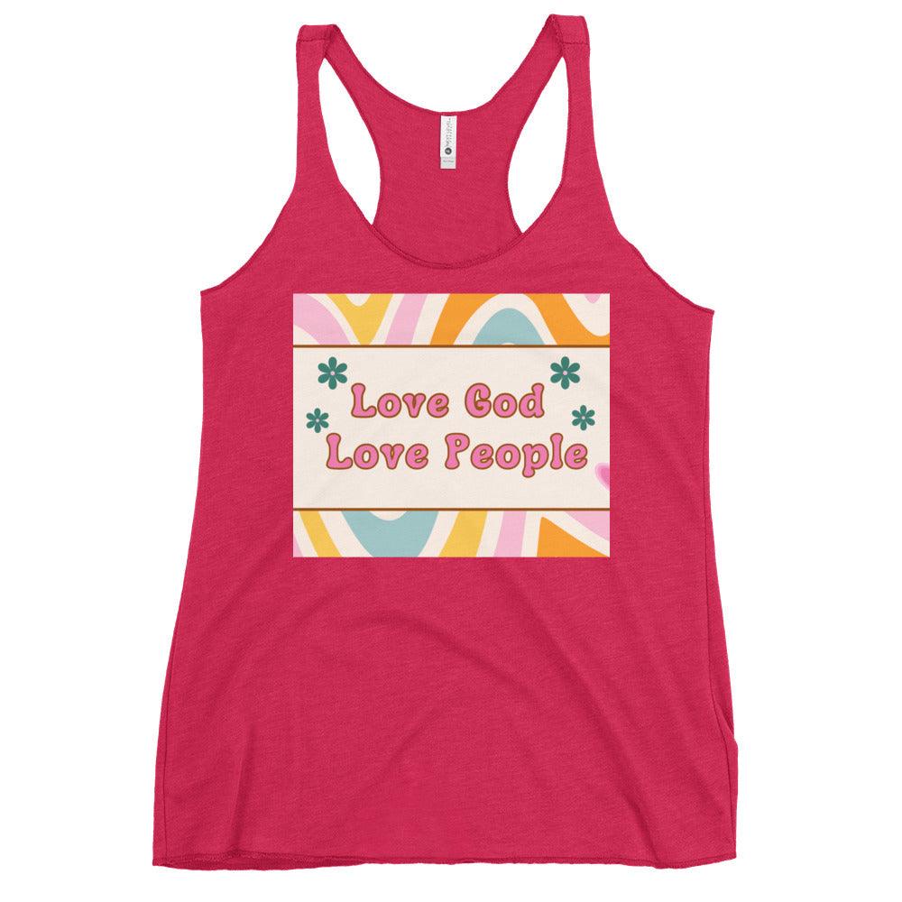 Love God, Love People Women's Racerback Tank - Sharing Faith Fashions